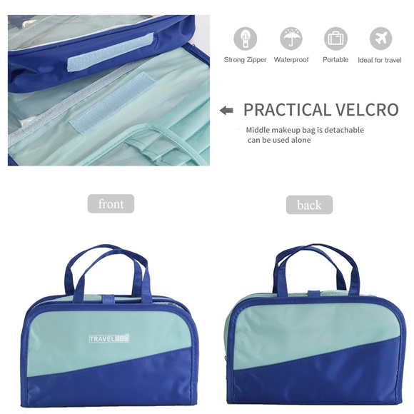 Travel Toiletry Bag PVC Cosmetic Pouch Organizer - Picture 4 of 8